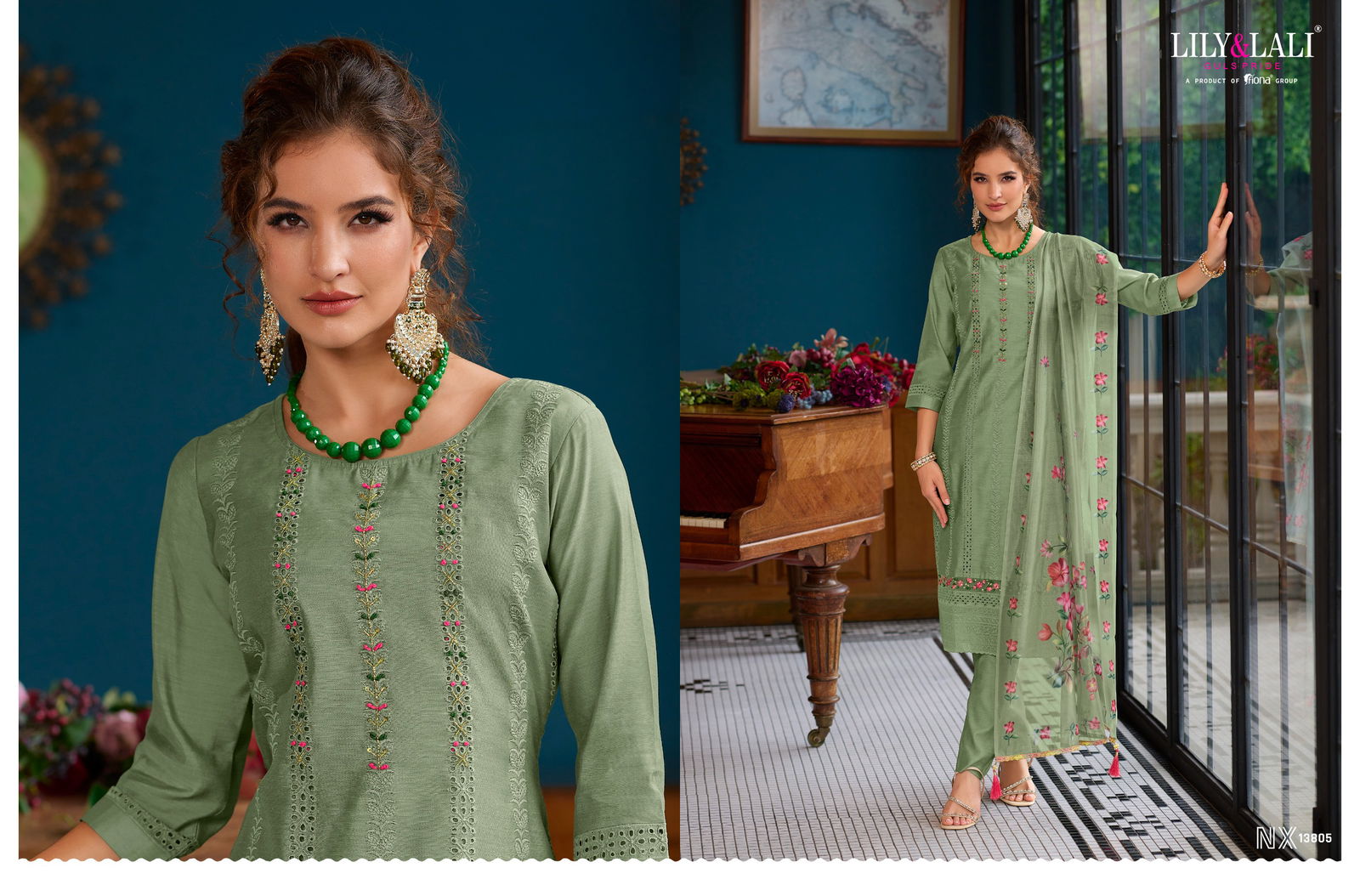 Lucknowi Nx By Lily And Lali Chanderi Silk Readymade Suits Catalog